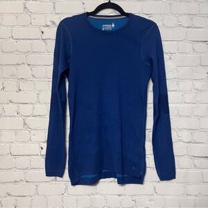 Smartwool Women's Intraknit 200 Base Layer Thermal Blue Hiking Crewneck Large